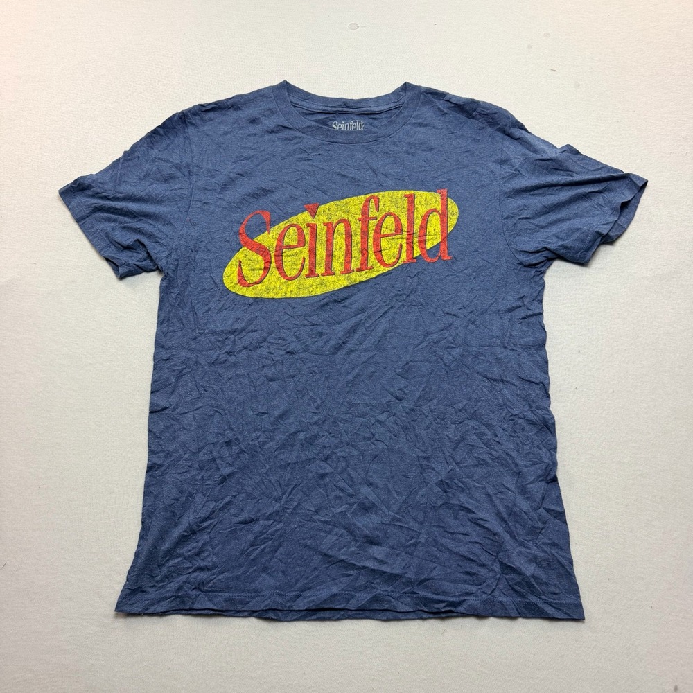 Seinfeld Graphic Tee Mens Medium Blue Excellent Distressed Logo Shirt
